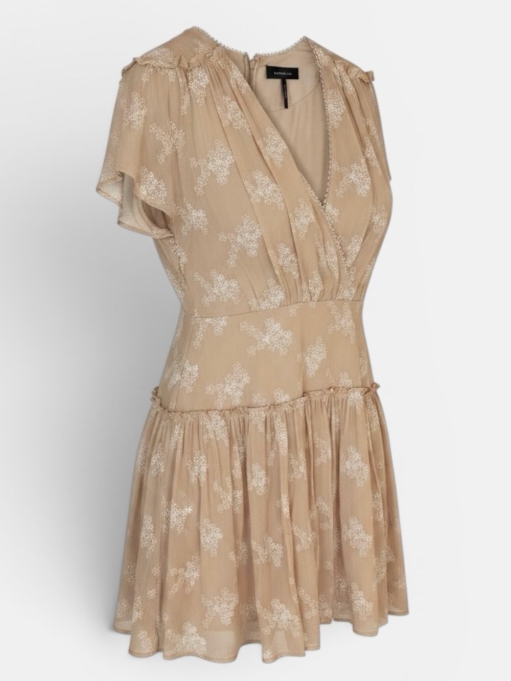 BCBG MaxAzria Blush Pink Embroidered Dropped Waist Dress